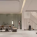 Modern Basement Design With Living Area Gym Equipment And Staircase