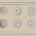 Elegant Carved Circular Wall Decor Plates In Light Frame For Home Decoration