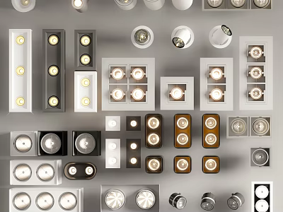 Modern Various Styles Of Downlights And Spotlights For Interior Lighting Solutions 3d model