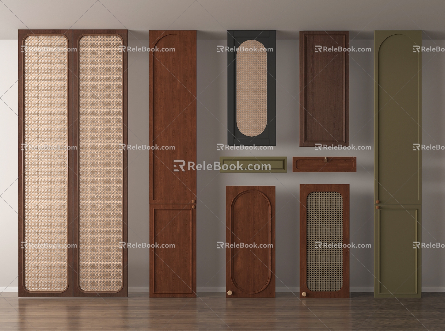 Middle Ancient Cabinet Door Door Panel Cabinet Door 3d model