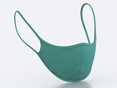 Green Cloth Face Mask With Elastic Ear Loops Reusable Breathable For Daily Use 3d model