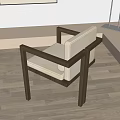 Modern Minimalist Dining Chair With Solid Wooden Frame And Beige Upholstered Seat