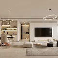 Modern Living And Dining Room Interior With Sofa Dining Table Chairs Pendant Lights And Artwork