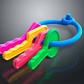 Colorful Plastic Toy Key Ring With Multiple Colored Keys And Blue Ring