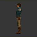 Man in Teal Vest White Shirt with Khaki Pants Brown Boots Arms Outstretched