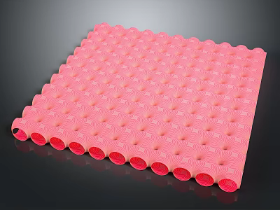 Pink Foam Floor Mat With Surface Pattern Design And Round Holes On Edges 3d model