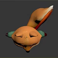 Cute Smiling Orange Fur Cartoon Fox Wearing Red Scarf And Green Sweater Holding Knife