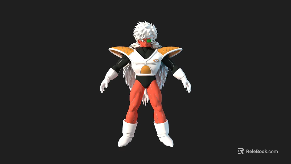 Game And Movie Character With White Hair Red Pants White Boots And Orange Black Outfit 3d model 