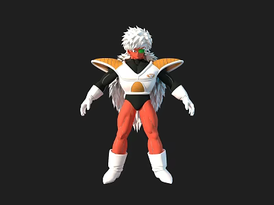 Game And Movie Character With White Hair Red Pants White Boots And Orange Black Outfit 3d model