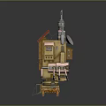 Steampunk Mechanical Tower With Engineer Character And Mechanical Creature Gear Details 3d model