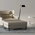 Modern Comfortable Lounge Chair With Ottoman Floor Lamp Small Round Table On Gray Rug