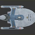 Sci Fi Spaceship Model With Blue White Design U.S.S. Enterprise NCC-1701-F Futuristic Structure