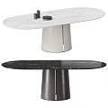 Modern White And Black Dining Tables With Marble Tabletop And Sleek Base Design 3d model