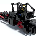 Black Red Building Blocks Mechanical Vehicle Model With Red Wheels Yellow And Blue Details