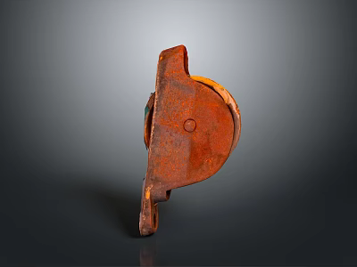 Old Rusted Vintage Metal Mechanical Part With Circular Component Isolated On Gray Background 3d model
