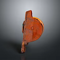 Old Rusted Vintage Metal Mechanical Part With Circular Component Isolated On Gray Background