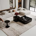Bright Modern Living Room Sofa and Coffee Table Set with Marble Top and Minimalist Design
