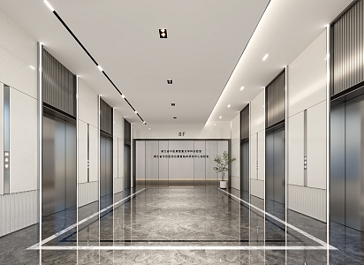 modern elevator hall 3d model