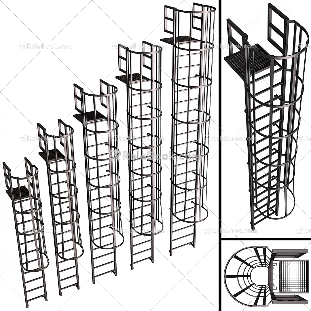 Fire Ladder Roof Ladder Escape 3d model