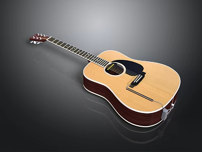 Natural Acoustic Guitar With Wooden Body For Daily Life Musical Use And Strings 3d model