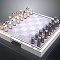 Elegant Chessboard With Checkerboard Surface And Silver Gold Pieces On Metallic Frame