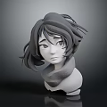 Game And Movie Character 3D Sculpted Head Model With Short Hair And Calm Expression
