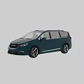 Chrysler Blue Minivan Car With Front And Rear Exterior Design Views