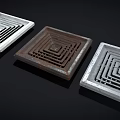 Industrial Equipment Square Metal Ventilation Grilles with Nested Patterns in White Brown Light Gray