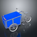 Practical Blue Cargo Tricycle with Large Storage Box Silver Frame and Wheels 3d model
