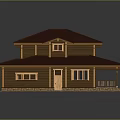 Two Story Detached House With Red Roof Wooden Exterior And Garage Door