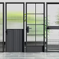 Various Modern Hinged Doors With Glass Panels And Metal Frame Designs 3d model