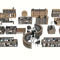 Various Wooden Bookcases With Modern Design Open Shelves And Curved Storage Units