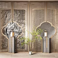 New Chinese-style carved partition 3d model