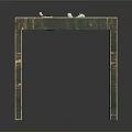 Metal Tabletop on Metallic Frame with White Caterpillars Green Leaves White Round Objects and Spoon