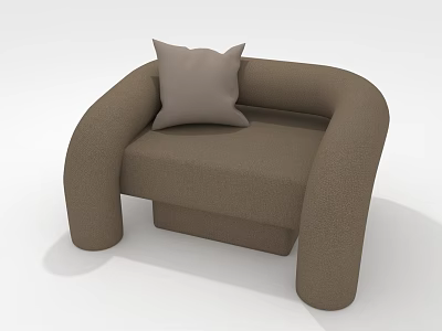 Brown Single Sofa With Pillow And Curved Armrest Modern Design 3d model