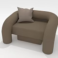 Brown Single Sofa With Pillow And Curved Armrest Modern Design 3d model