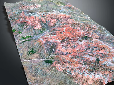 Detailed 3D Terrain Model Showcasing Mountain Ranges Canyon Landforms And Colorful Textures 3d model