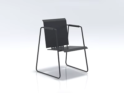 Black Modern Leisure Chair With Metal Frame And Ergonomic Backrest Design 3d model