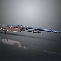 3D Rendered Metallic Weapon With Spring Mechanism And Detailed Design On Gray Background