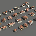 Various Detached Villa Architectural Models With Different Exterior And Roof Styles