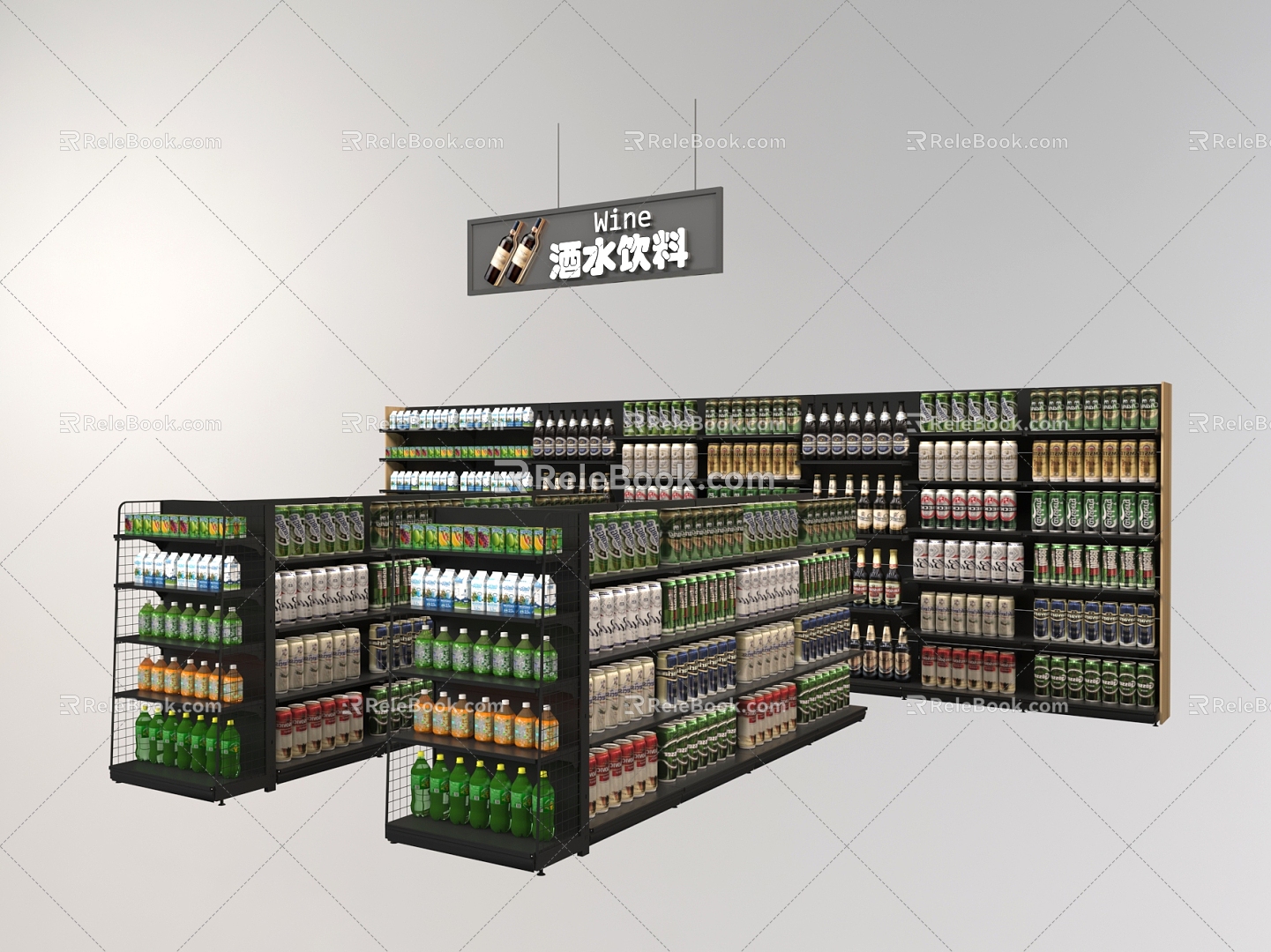 Showcase Shelf Beverage Beer Supermarket Shelf Beverage Shelf Beverage 3d model