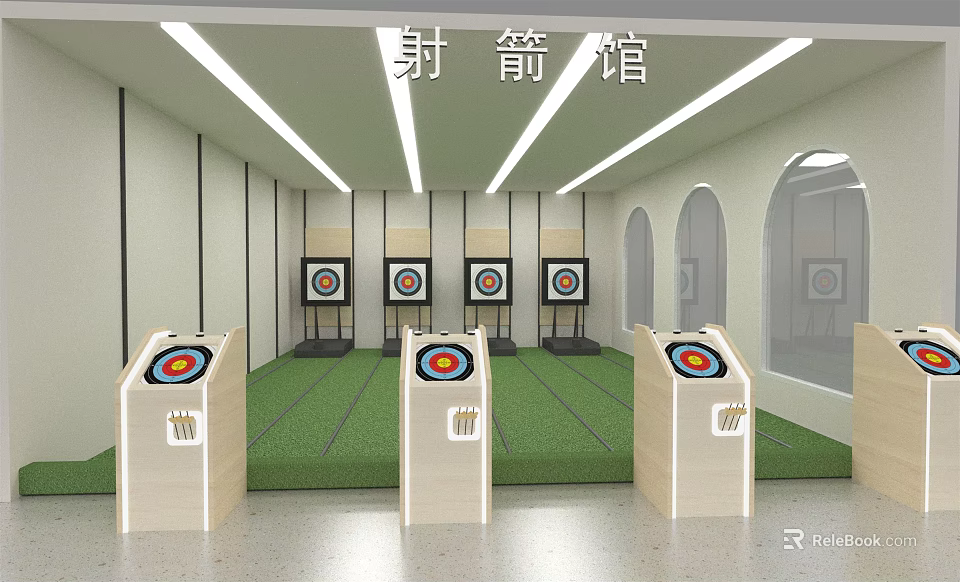 Indoor Archery Range With Targets For Sports Fitness Training Sessions 3d model 
