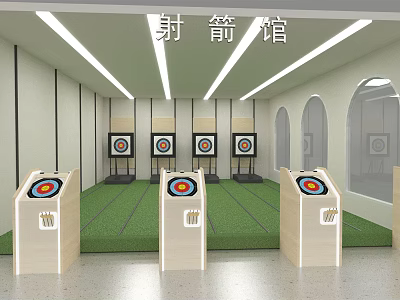 Indoor Archery Range With Targets For Sports Fitness Training Sessions 3d model