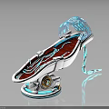 Futuristic Space Astronaut Seat with Transparent Canopy Red Interior Blue Light Accents for Cosmic Exploration