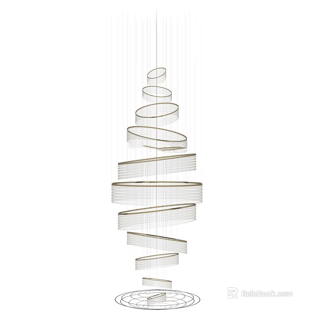Modern Spiral Chandelier With Elegant Metal Spiral Structure For Interior Decor 3d model 