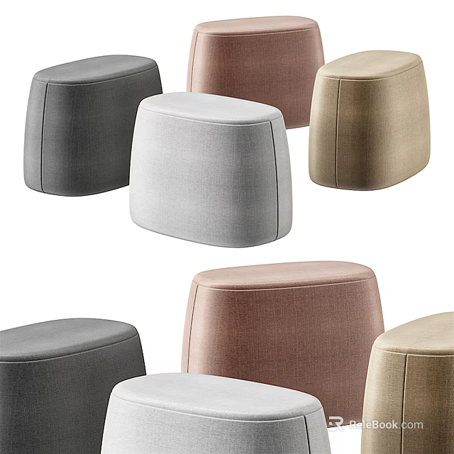 Modern Upholstered Sofa Stools With Multiple Color Options For Living Room 3d model 