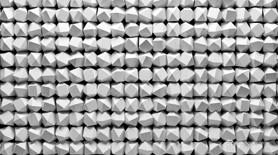 Geometric 3D Background Wall Featuring Repeating White And Light Gray Shapes Design 3d model 