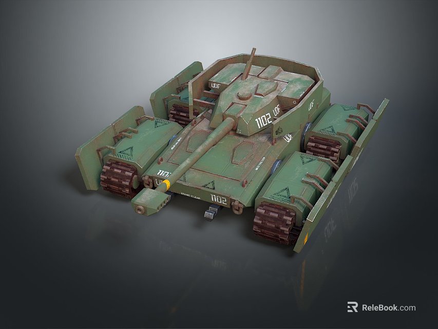 Realistic Green Military Tank Featuring Armored Tracks And Main Cannon 3d model 