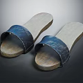 Comfortable Blue Upper Wooden Sole Casual Slide Slippers for Daily Wear