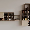 Elegant Traditional Bogu Shelf Design With Wall Mounted Compartments And Decorative Jars